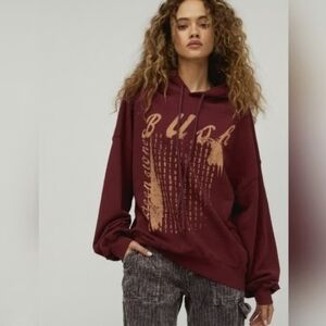Daydreamer Bush Burgundy Graphic Hoodie Medium Oversized